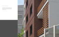 a brochure showing the exterior of an apartment building